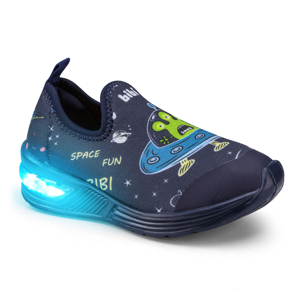 Tênis Infantil Bibi de Luz Space Wave Masculino Marinho Estampado Espaço -  1132009 - Renner