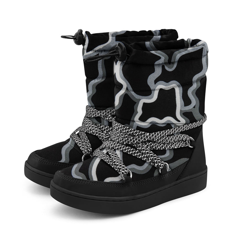 Bota Infantil Bibi Urban Boots Masculino Preto com Estampa Cinza - 1049072  - Renner