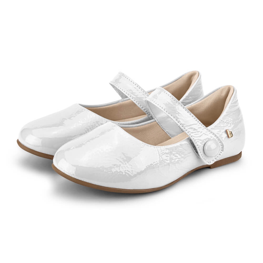 Sapatilha Infantil Feminina Bibi Ballerina Branca com Verniz 1171018