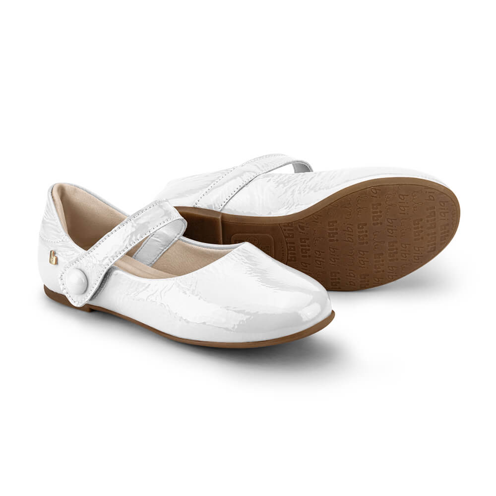 Sapatilha Infantil Feminina Bibi Ballerina Branca com Verniz 1171018