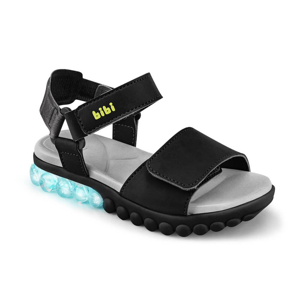 Sandália de Luz Infantil Masculina Bibi Summer Roller Light Preta 1193012