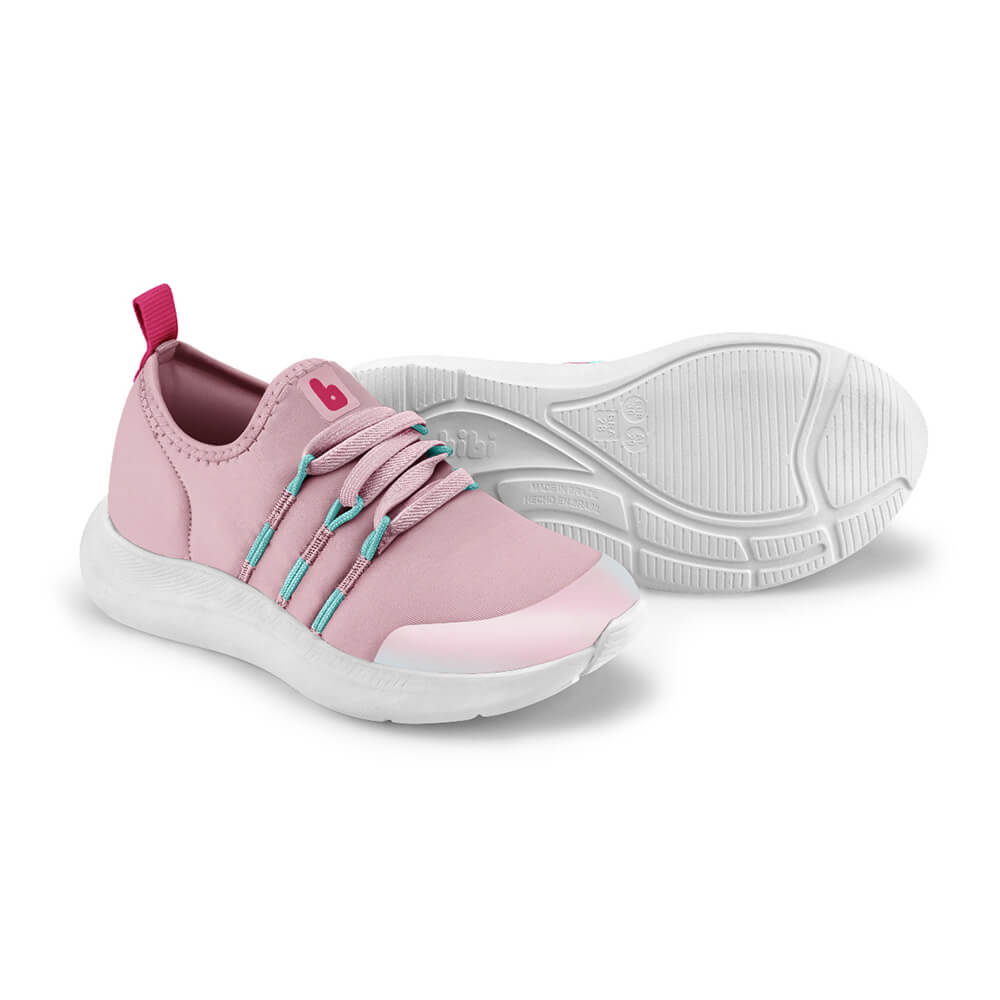 Tênis Infantil Feminino Rosa Quartzo Liso com Elástico Bibi Action