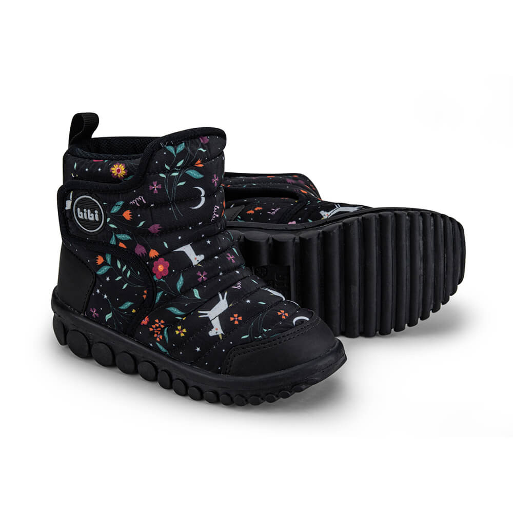 Bota Infantil Feminina com Estampa Dark Floral Bibi Roller 2.0