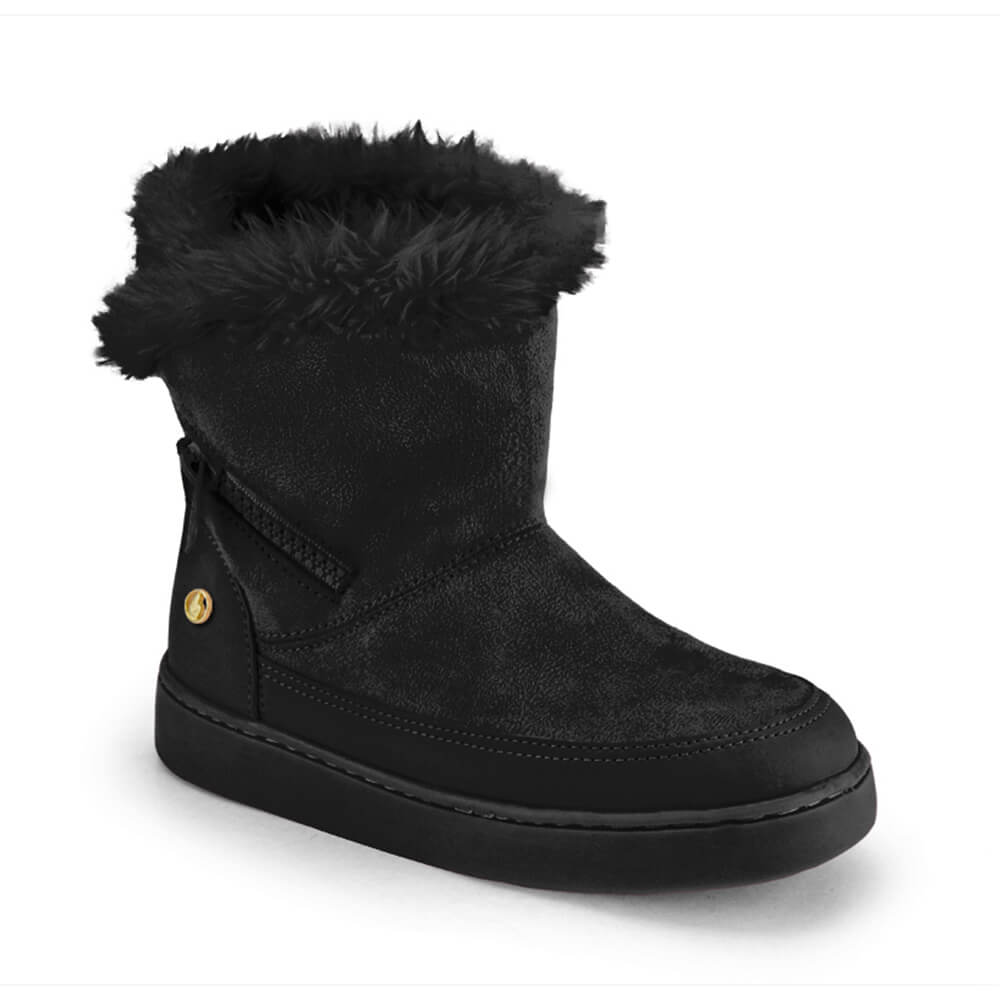 Bota Infantil Feminina Cano Baixo Preta com Pelo Bibi Urban Boots
