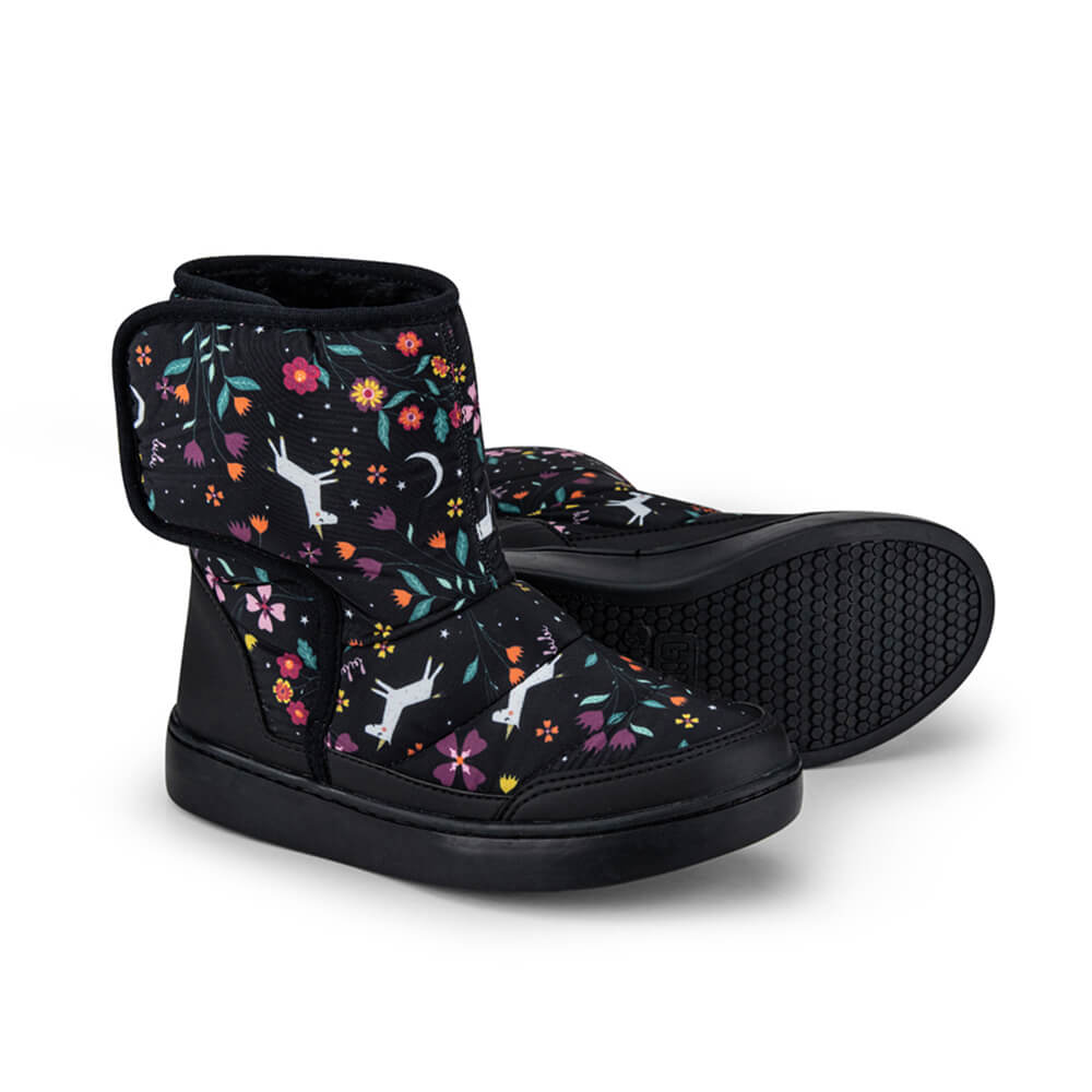 Bota Infantil Feminina Preta Estampa Floresta Encantada Bibi Urban Boots