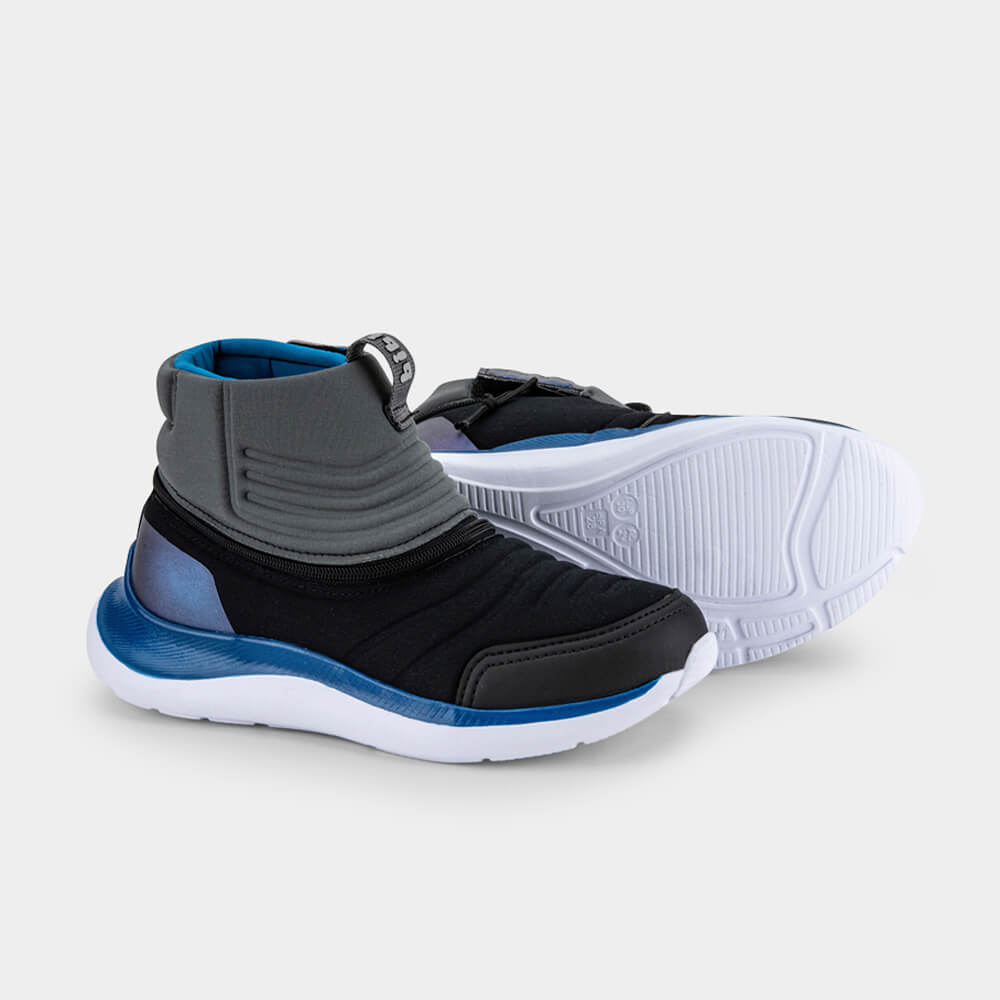 Bota Infantil Inclusiva Bibi Cinza com Preto Bibi Para Todos