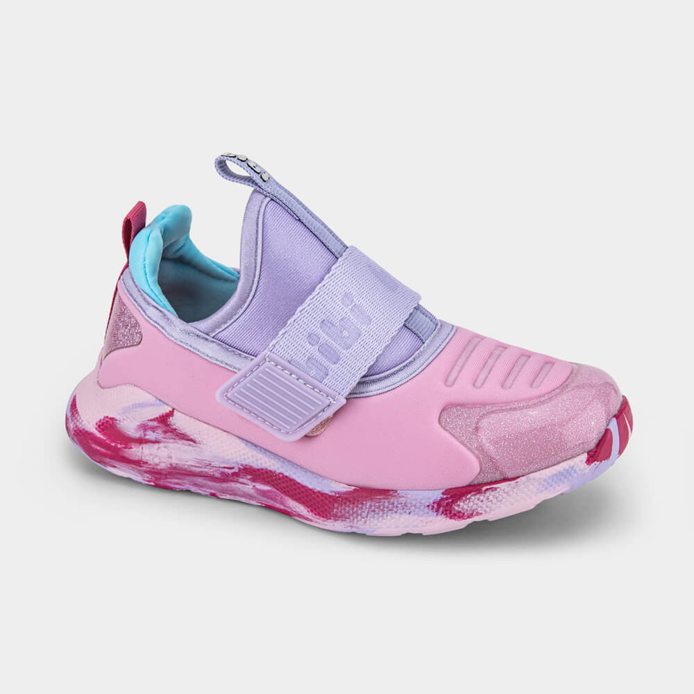 Tênis Infantil Rosa e Lilás com Velcro Bibi Evolution II