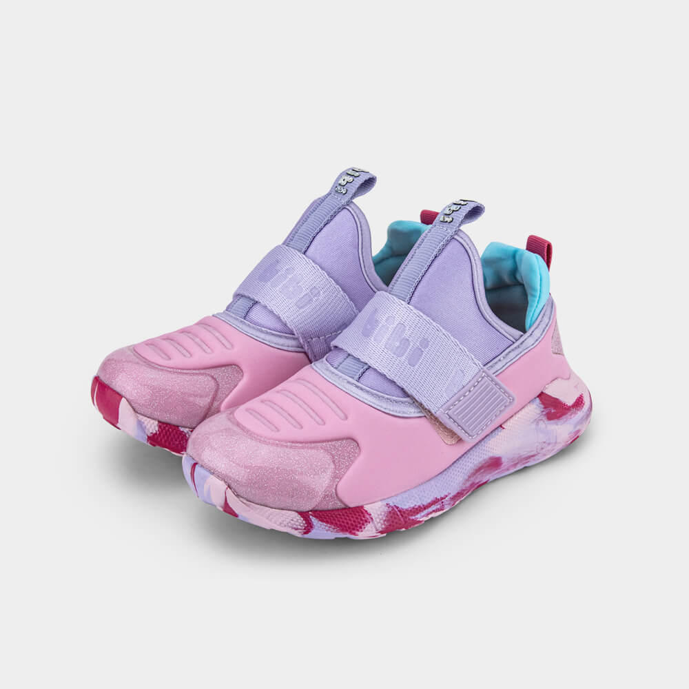 Tênis Infantil Rosa e Lilás com Velcro Bibi Evolution II