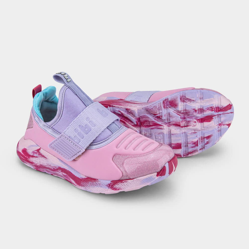 Tênis Infantil Rosa e Lilás com Velcro Bibi Evolution II