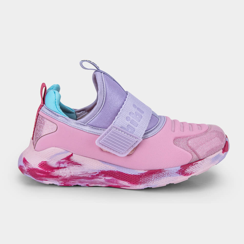 Tênis Infantil Rosa e Lilás com Velcro Bibi Evolution II