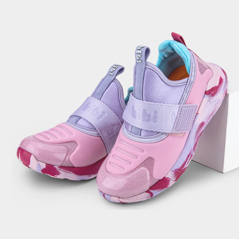 Tênis Infantil Rosa e Lilás com Velcro Bibi Evolution II