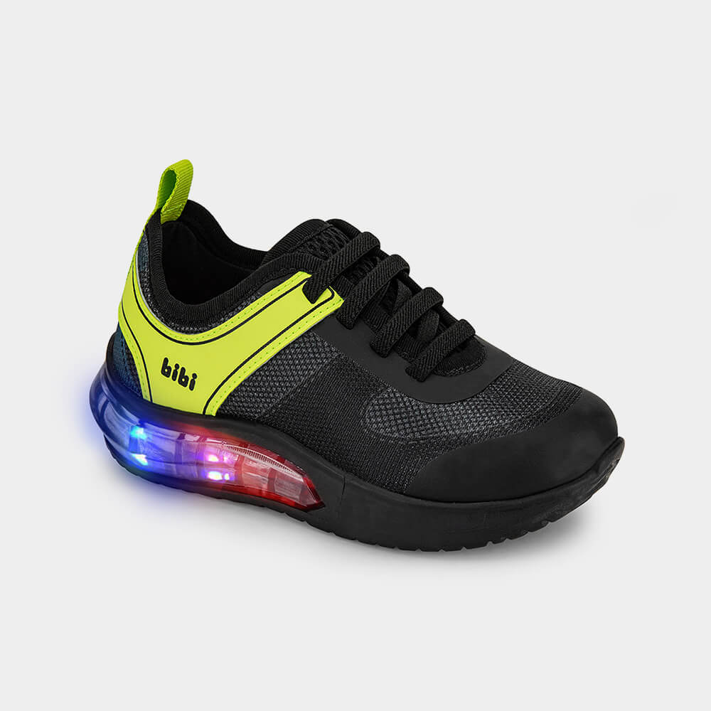 Tênis Infantil de Luz Bibi Space Wave 3.0 Preto e Amarelo