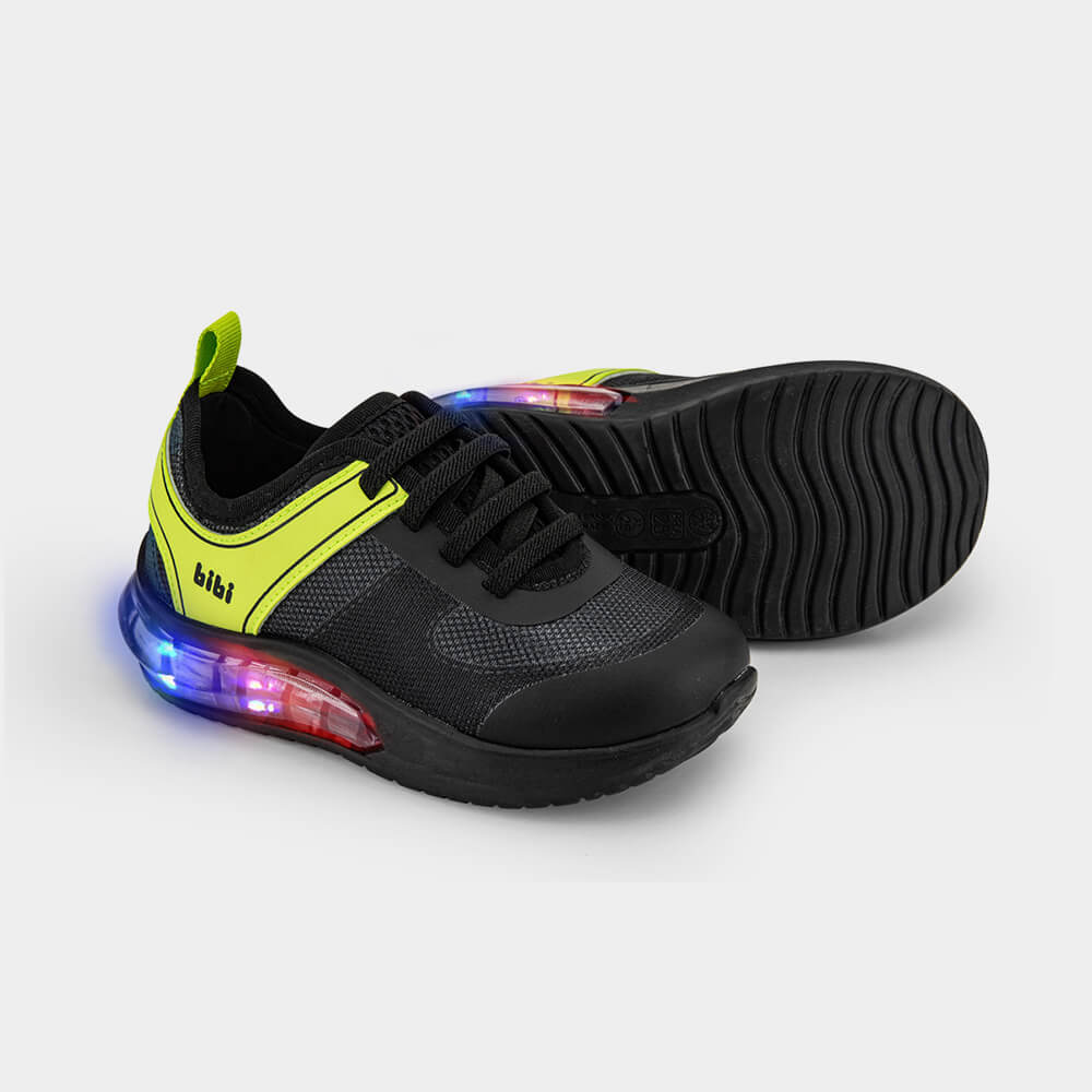 Tênis Infantil de Luz Bibi Space Wave 3.0 Preto e Amarelo