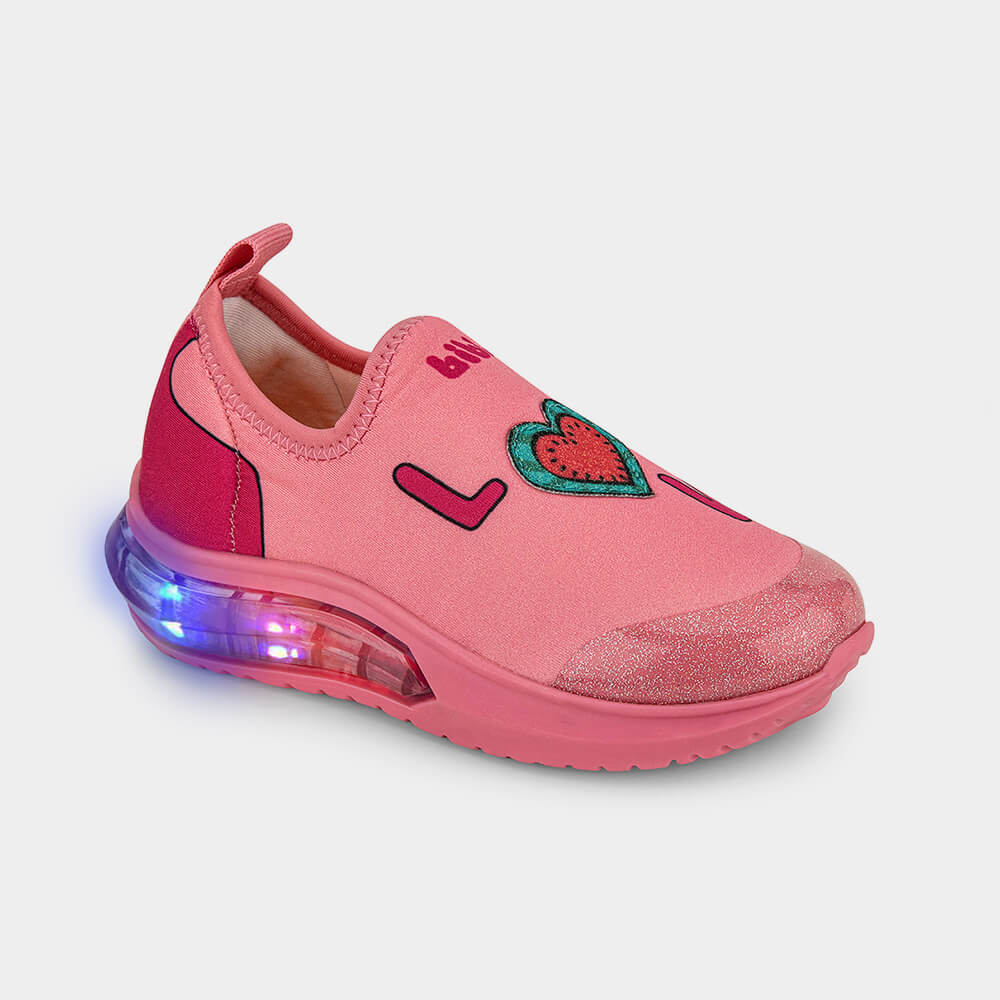 Tênis Infantil de Luz Bibi Space Wave 3.0 Rosa Flamingo de Melancia