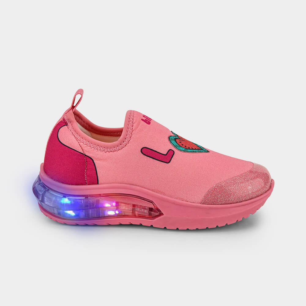 Tênis Infantil de Luz Bibi Space Wave 3.0 Rosa Flamingo de Melancia