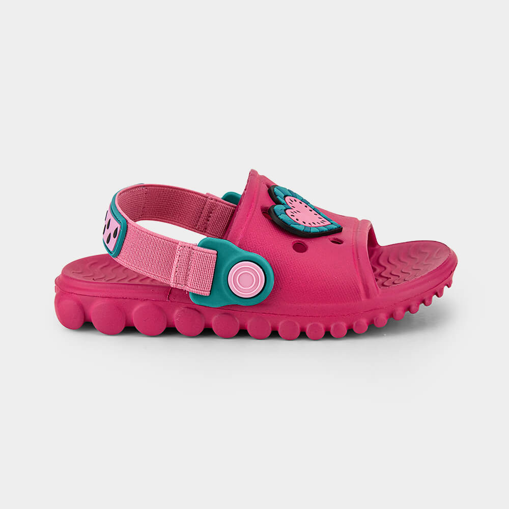 Chinelo Infantil Bibi Sun Slide Rosa de Coração