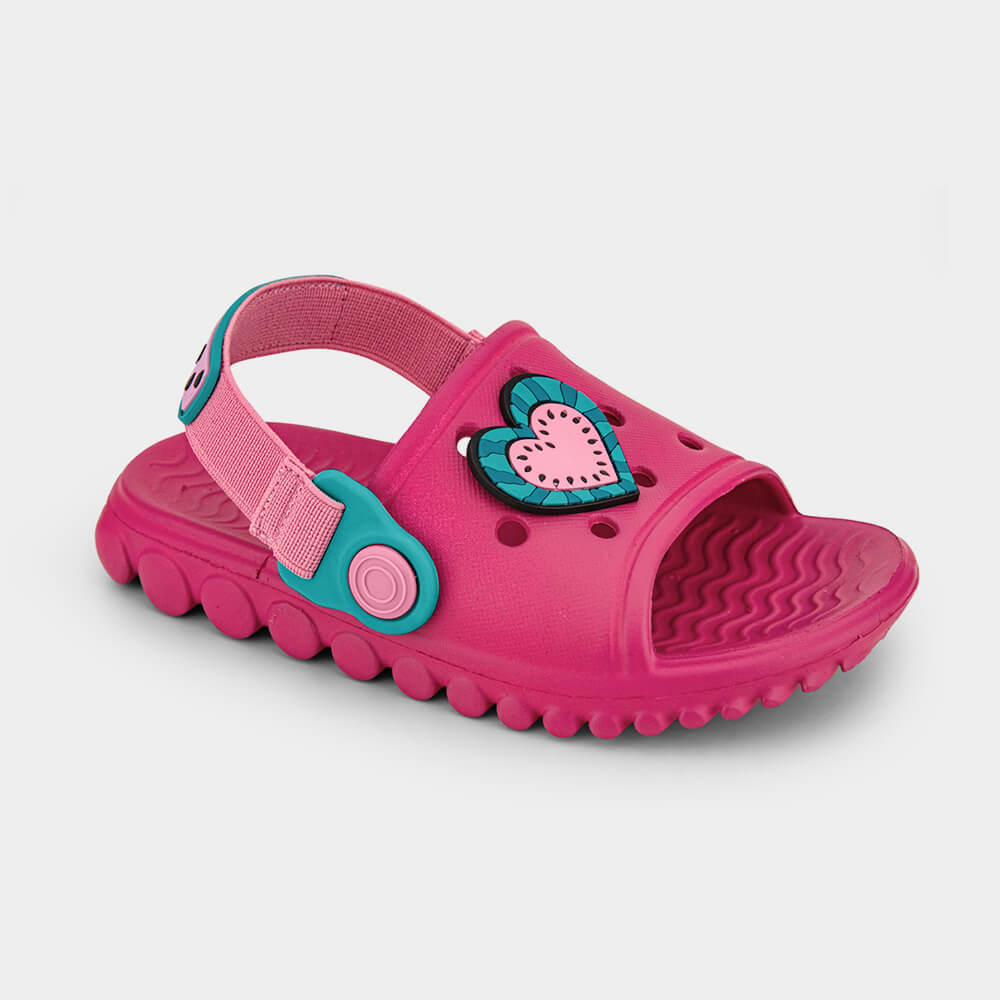 Chinelo Infantil Bibi Sun Slide Rosa de Coração