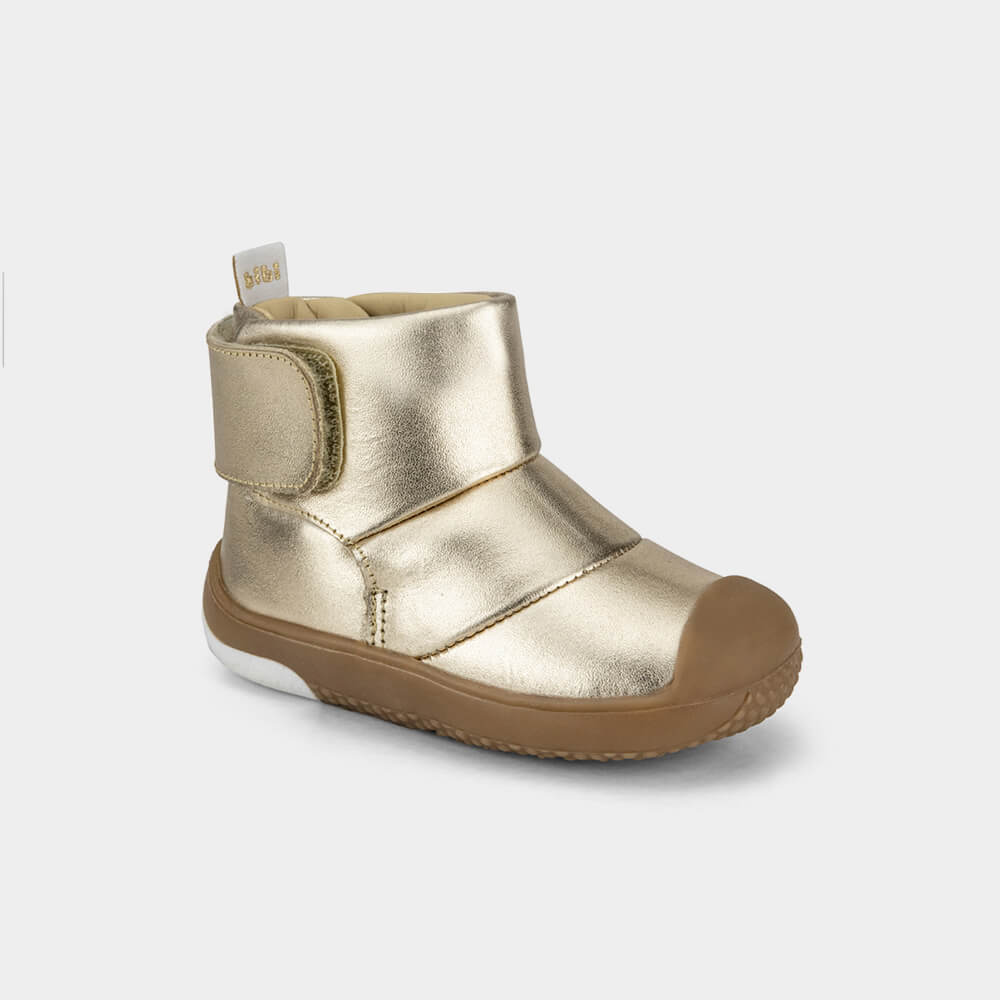 Abotinado Infantil Bibi Prewalker Dourado de Couro