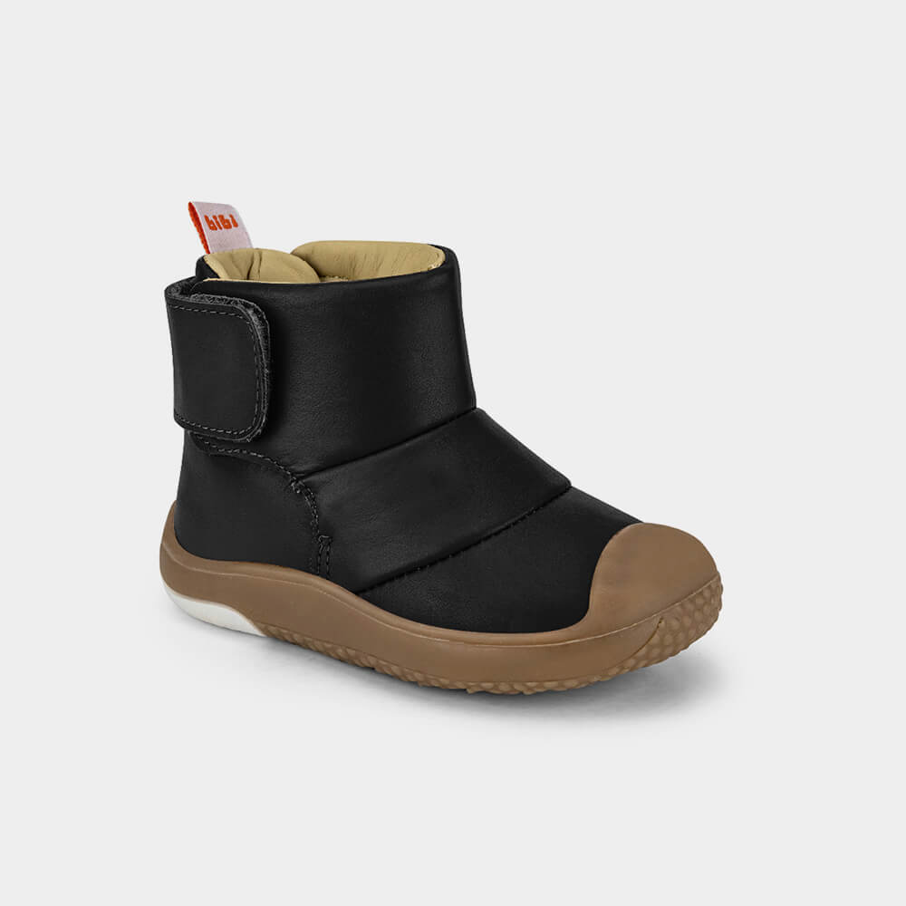 Abotinado Infantil Bibi Prewalker Preto de Couro