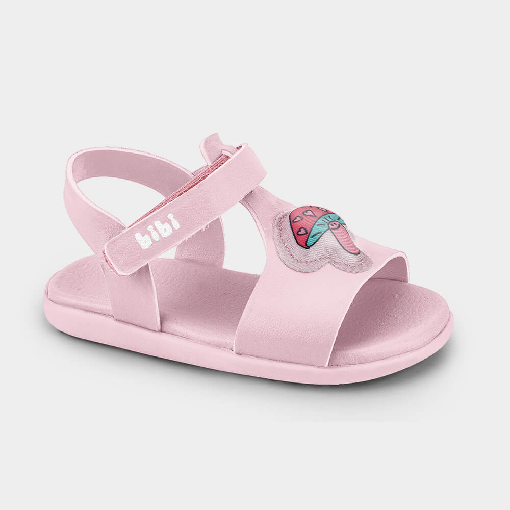 Sandália Infantil Bibi Baby Soft II Rosa de Cogumelo com luz 1188100