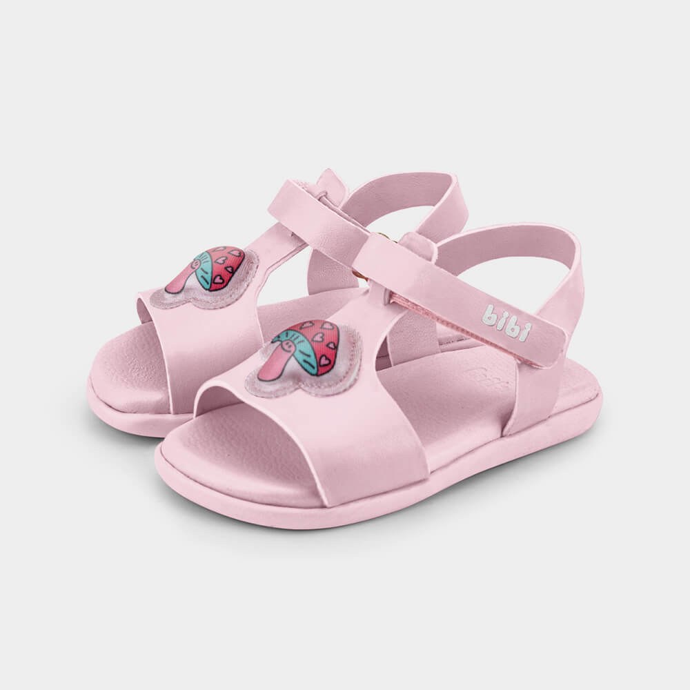 Sandália Infantil Bibi Baby Soft II Rosa de Cogumelo com luz 1188100