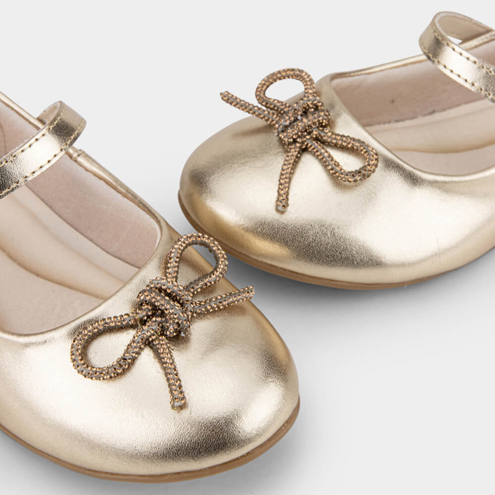 Sapatilha Infantil Bibi Ballerina Kids Dourada com Laço