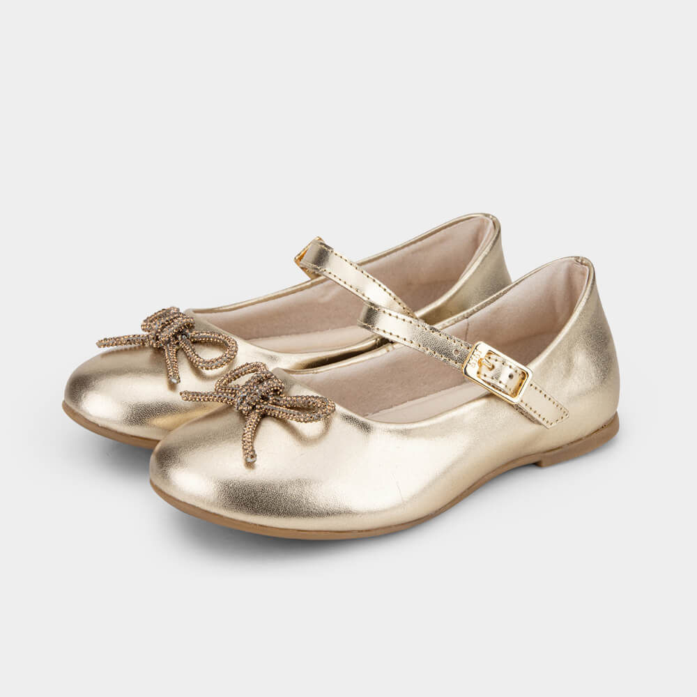 Sapatilha Infantil Bibi Ballerina Kids Dourada com Laço