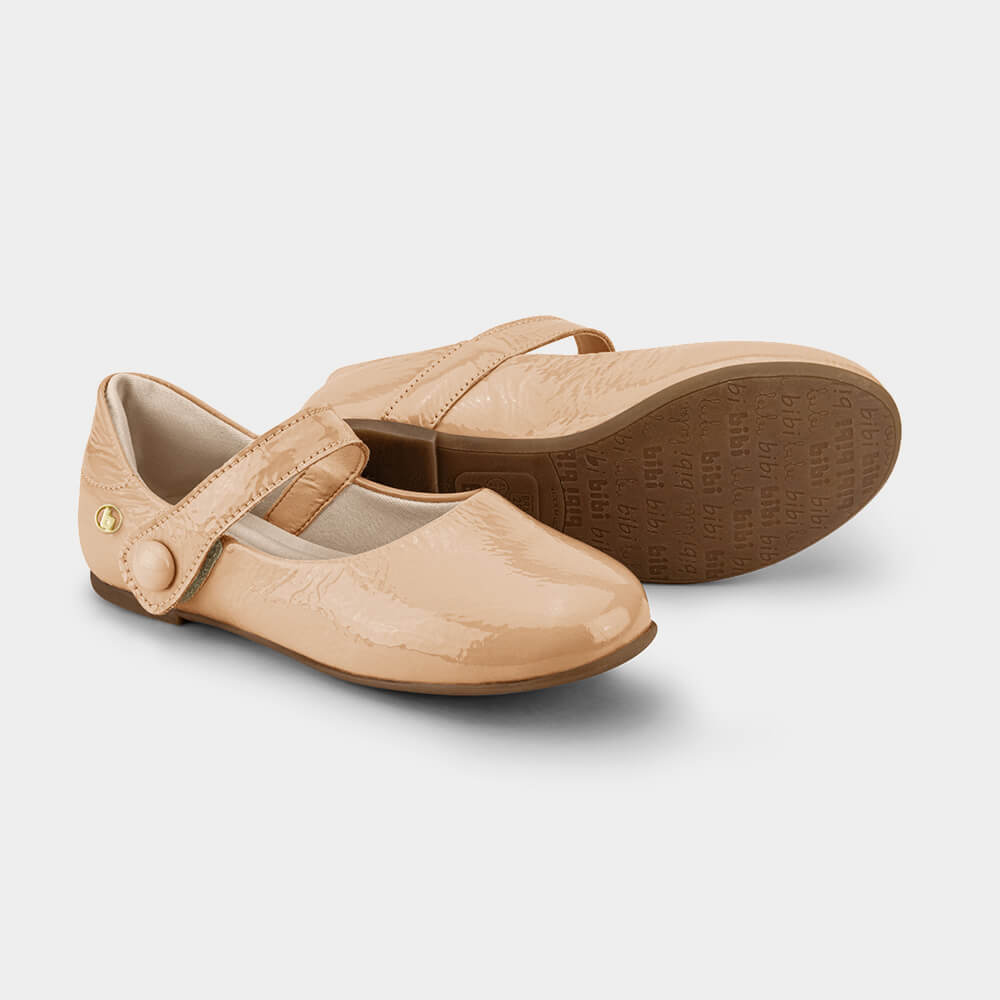 Sapatilha Infantil Bibi Ballerina Mini Bege de Verniz