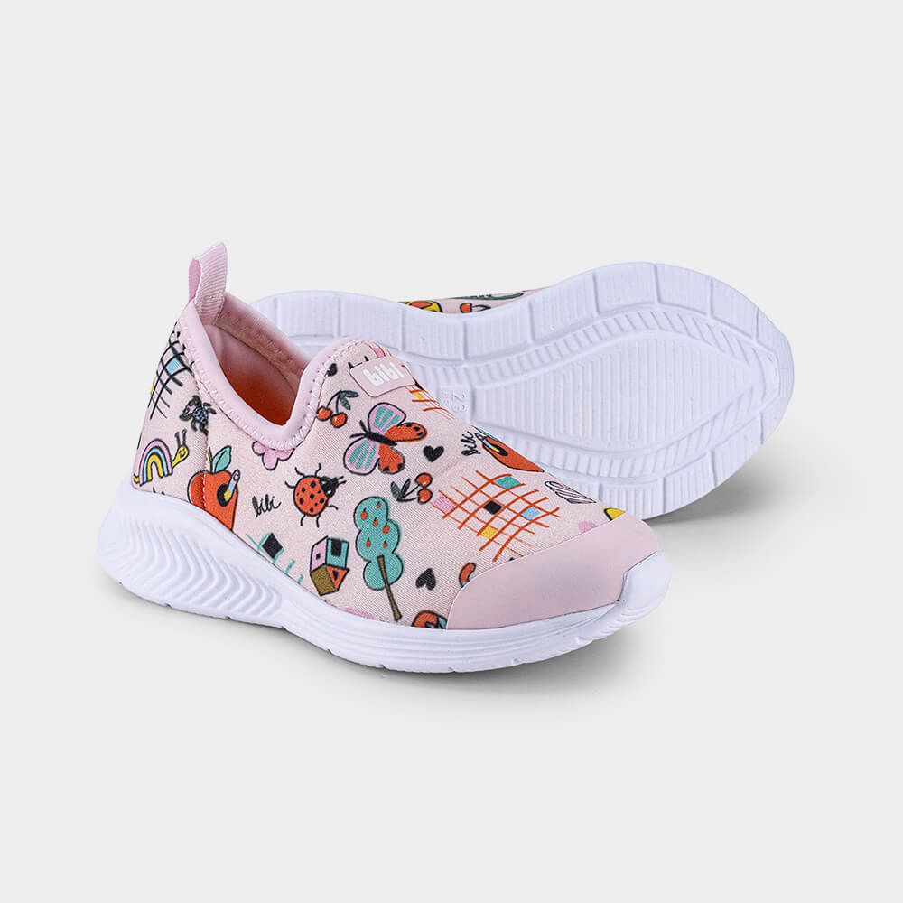 Tênis Infantil Bibi Fly Baby II Rosa Estampa Divertida