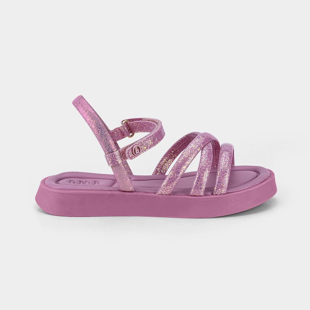 Sandália Infantil Bibi Plataforma Rosa com Brilho