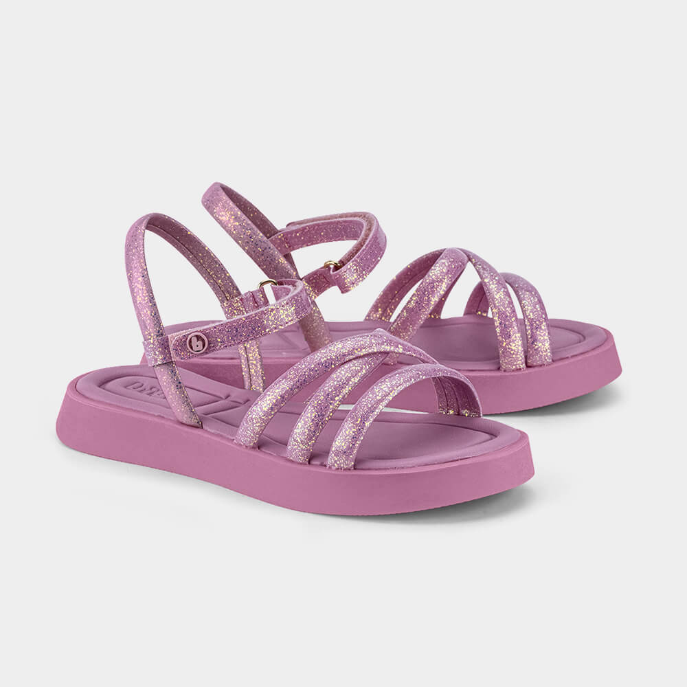 Sandália Infantil Bibi Plataforma Rosa com Brilho