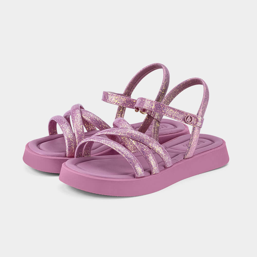 Sandália Infantil Bibi Plataforma Rosa com Brilho