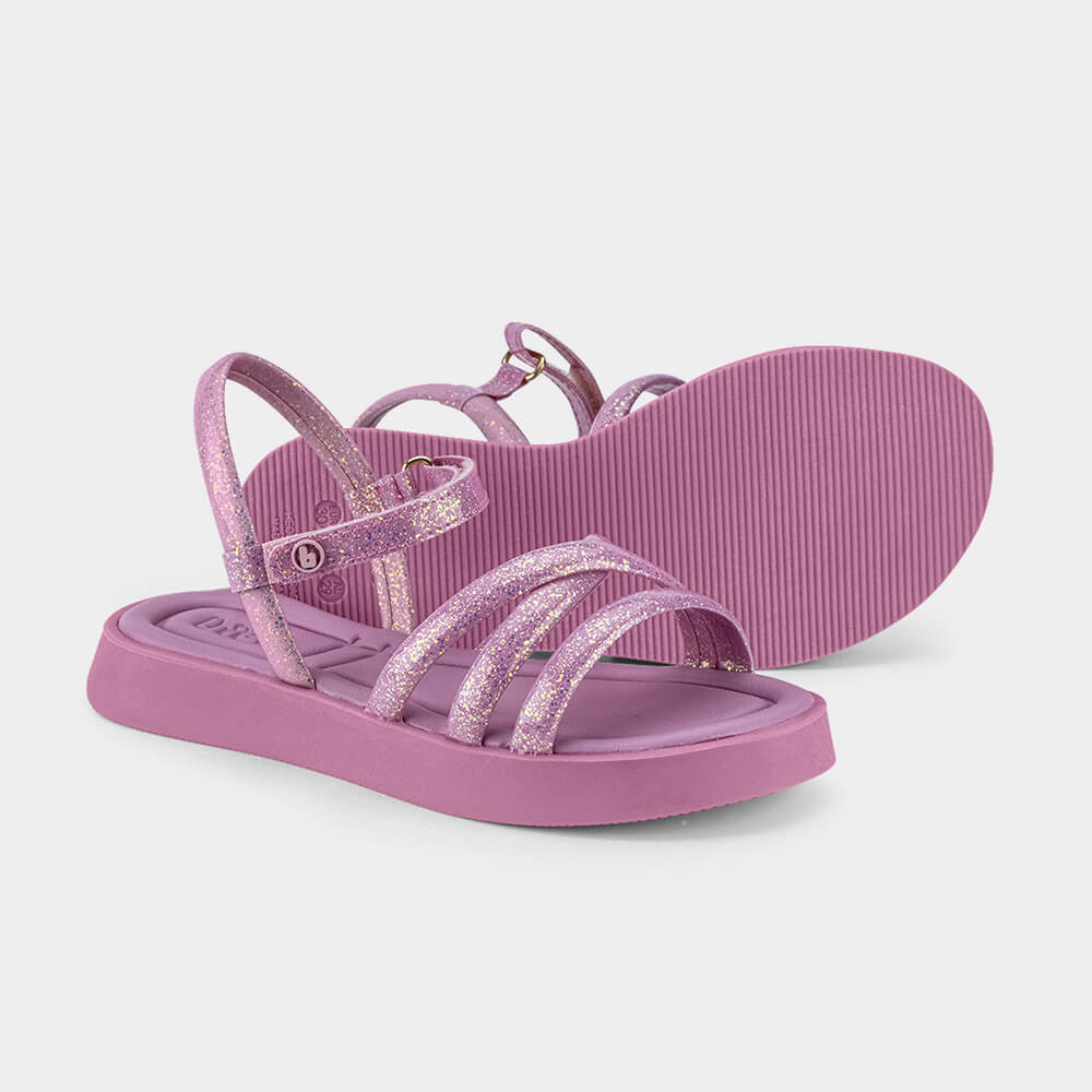 Sandália Infantil Bibi Plataforma Rosa com Brilho