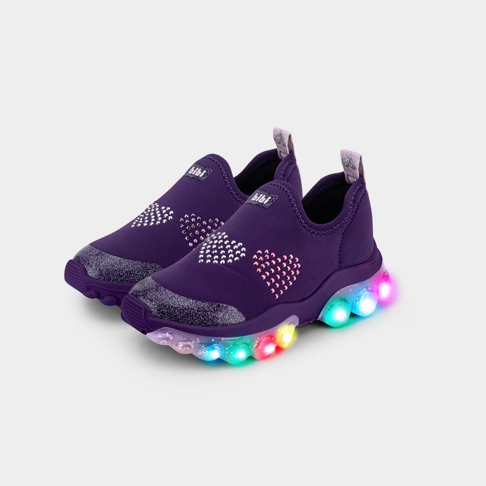 Tênis Infantil de Luz Bibi Roller Celebration 2.0 Roxo de Coração