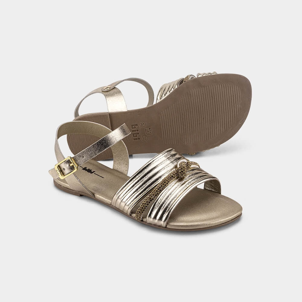 Sandália Infantil Bibi Little Me Dourada