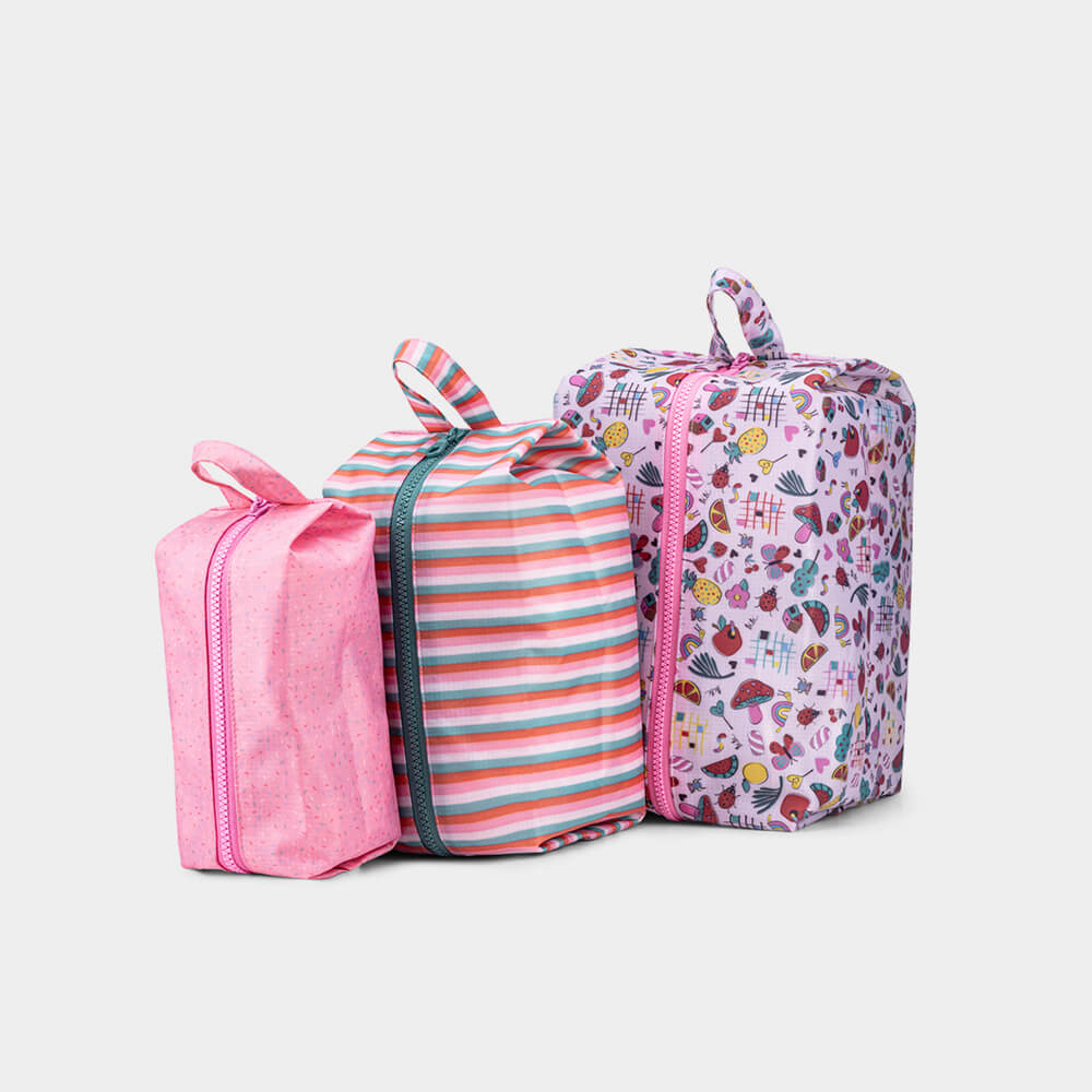 Kit com 3 Necessaires Bibi Rosa