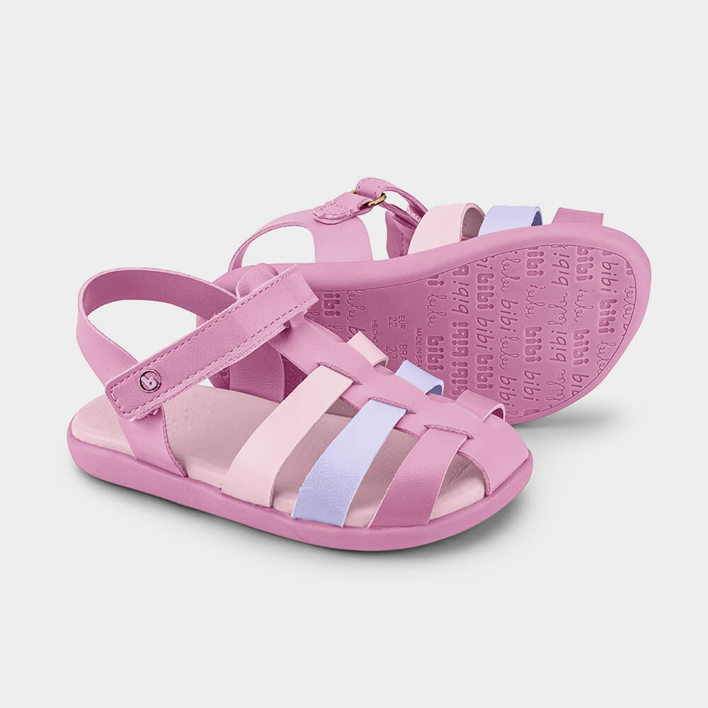 Sandália Infantil Bibi Baby Soft II Rosa e Lilás