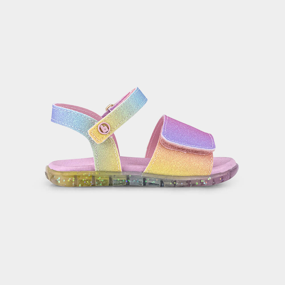 Sandália Infantil Bibi Baby Soft II Rosa de Arco íris