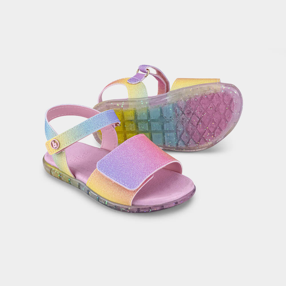 Sandália Infantil Bibi Baby Soft II Rosa de Arco íris