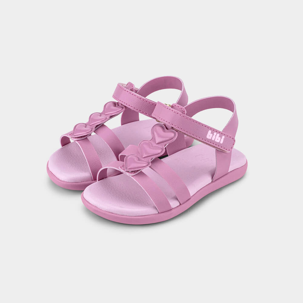 Sandália Infantil Bibi Baby Soft II Rosa de Corações