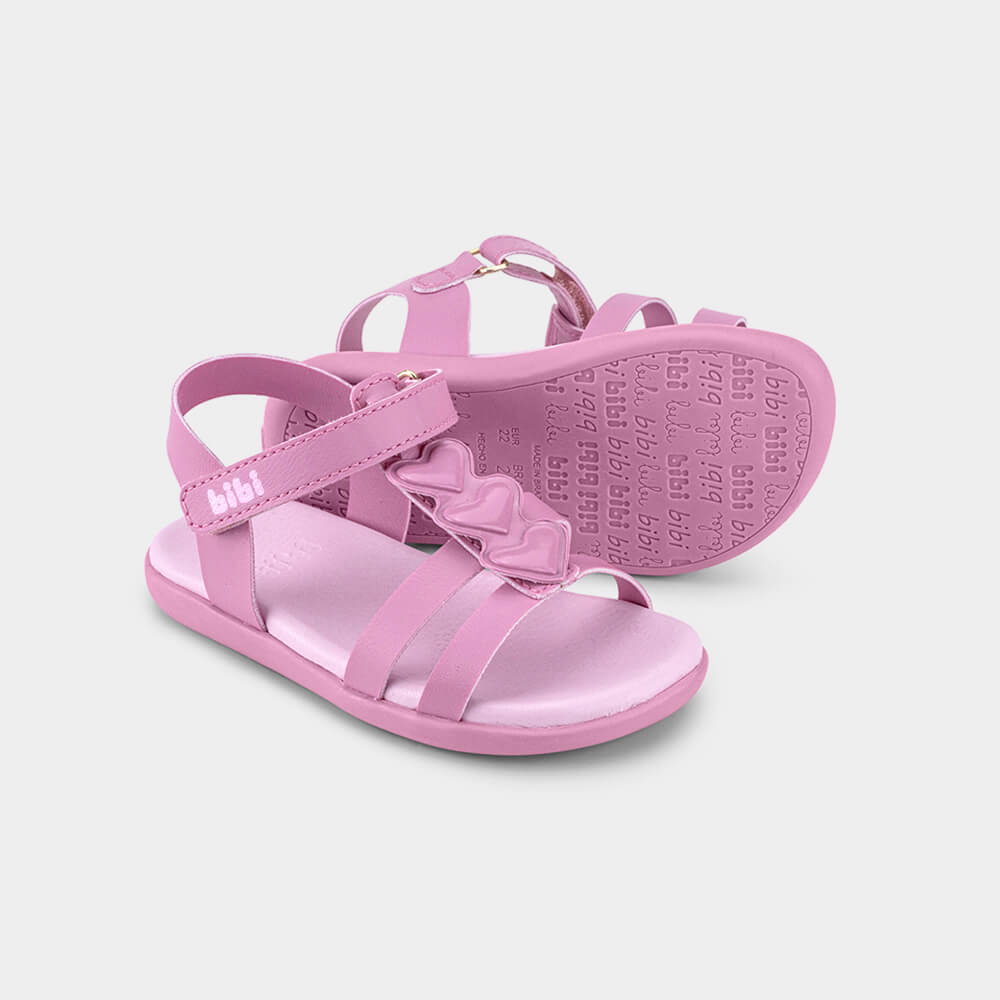 Sandália Infantil Bibi Baby Soft II Rosa de Corações