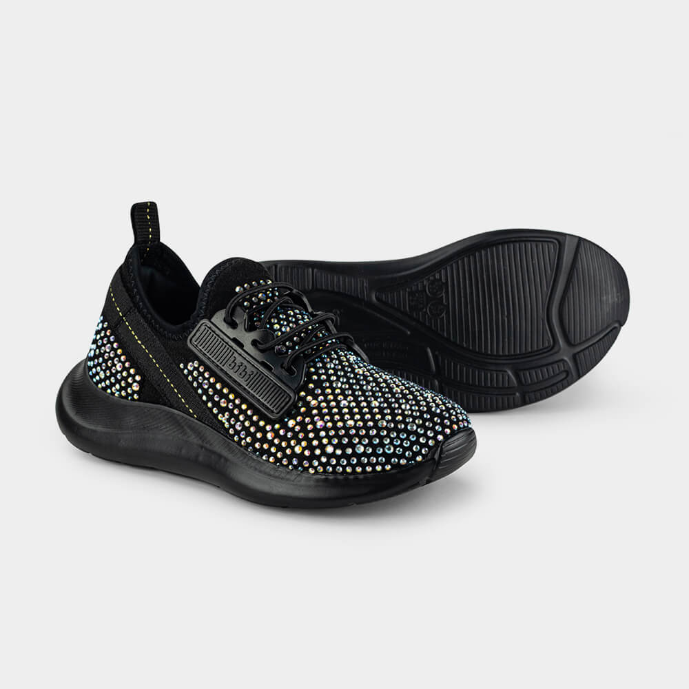 Tênis Infantil Bibi Shine Preto com Pedrinhas Brilhosas