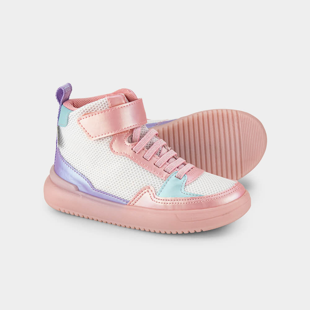 Abotinado Infantil de Luz High Sneakers Rosa