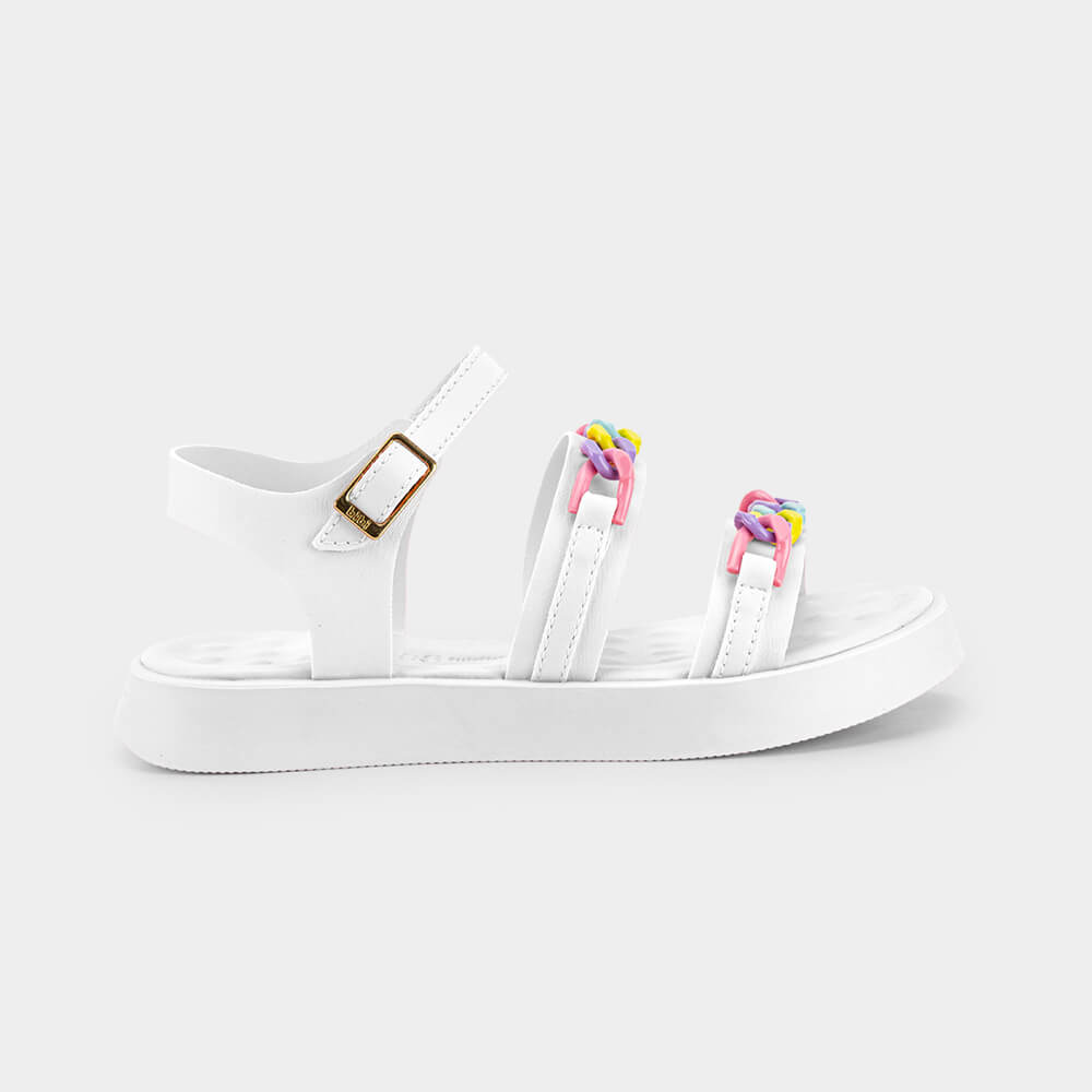 Sandália Infantil Bibi Plataforma Branca de Tira