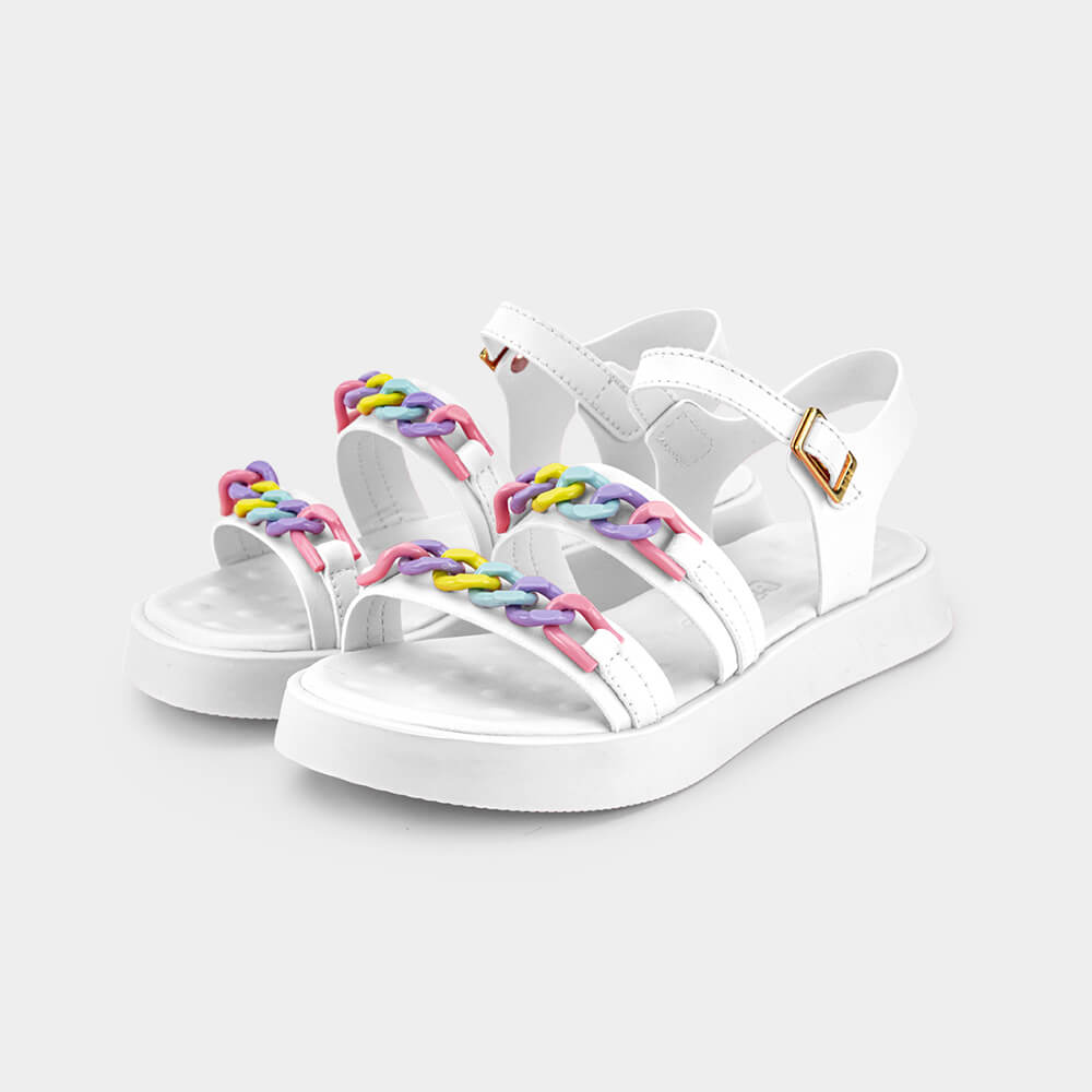 Sandália Infantil Bibi Plataforma Branca de Tira