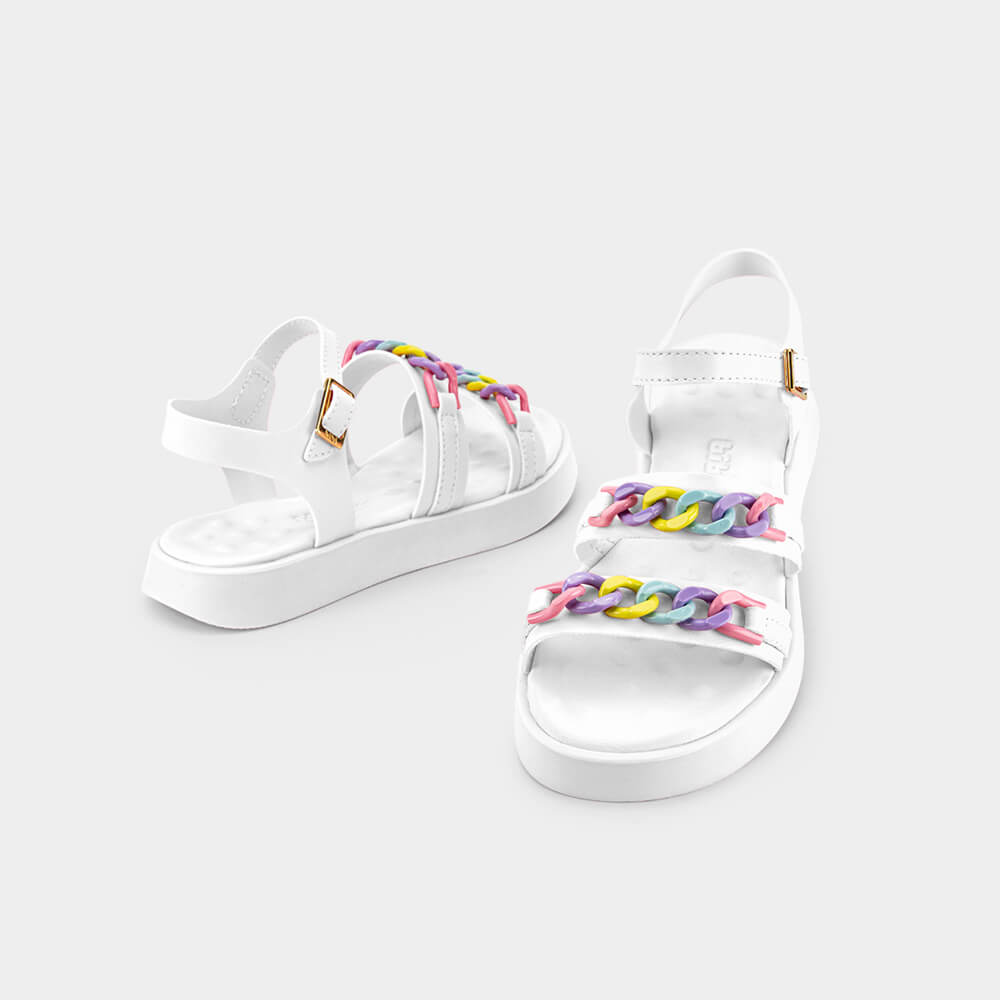 Sandália Infantil Bibi Plataforma Branca de Tira