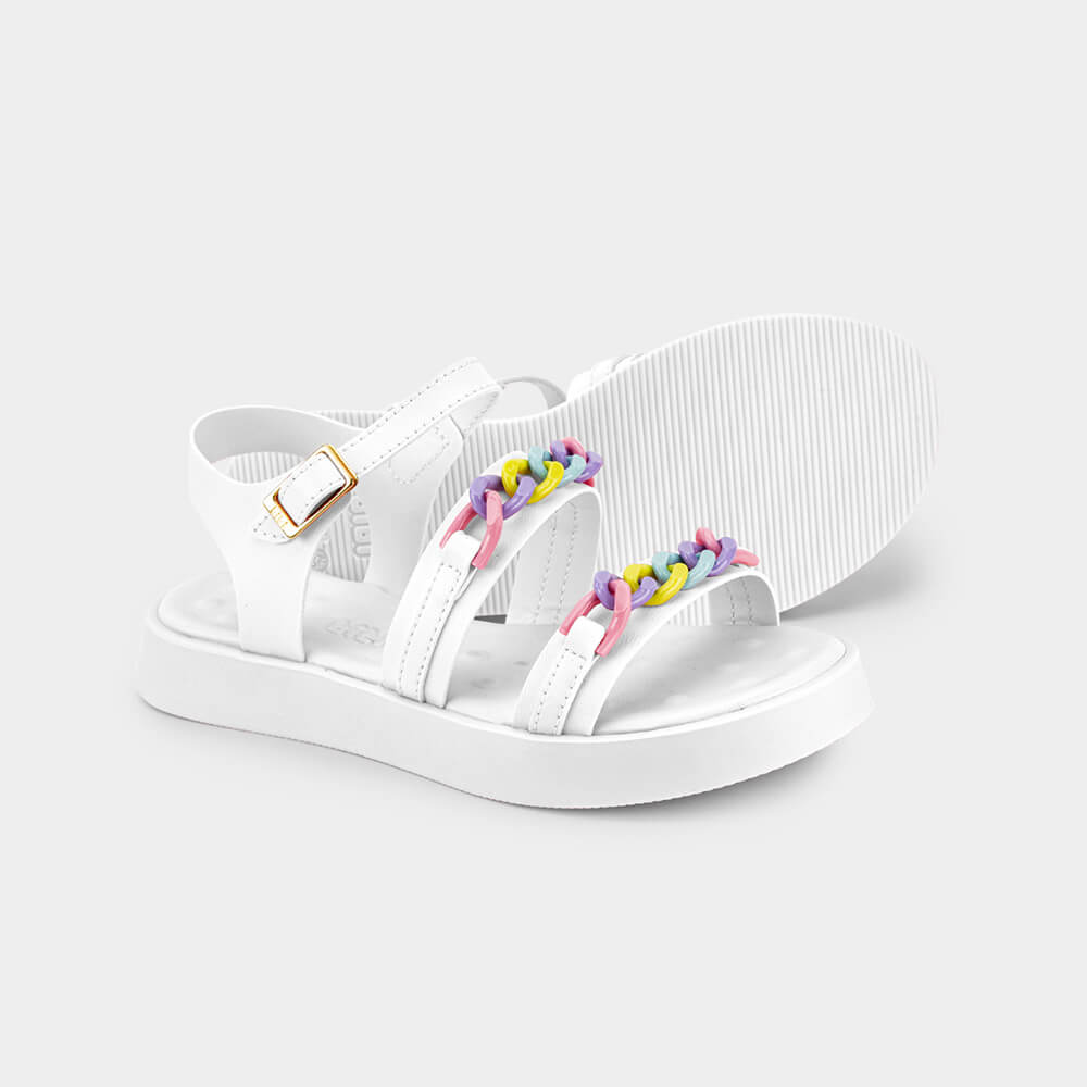 Sandália Infantil Bibi Plataforma Branca de Tira