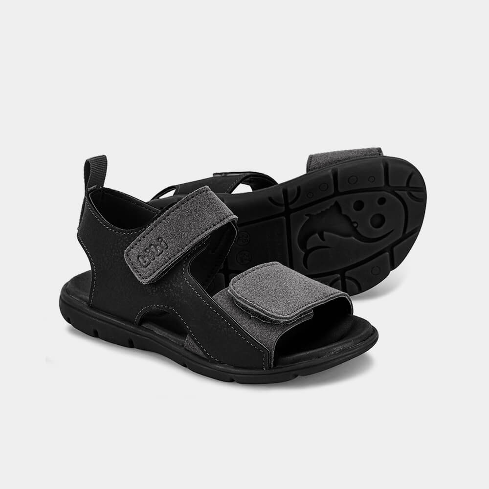 Sandália Infantil Bibi Basic Sandals Kids Preta com Grafite