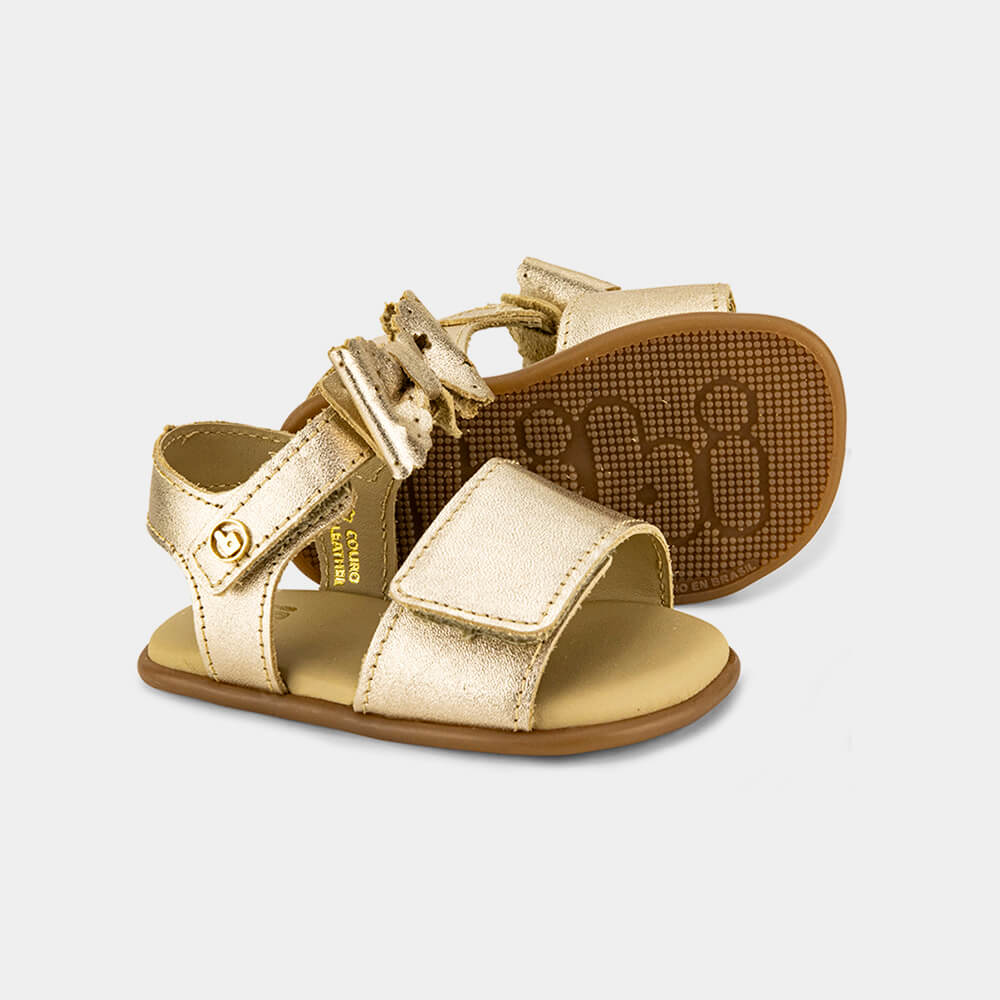 Sandália Infantil Bibi Afeto 2.0 Dourada de Laço