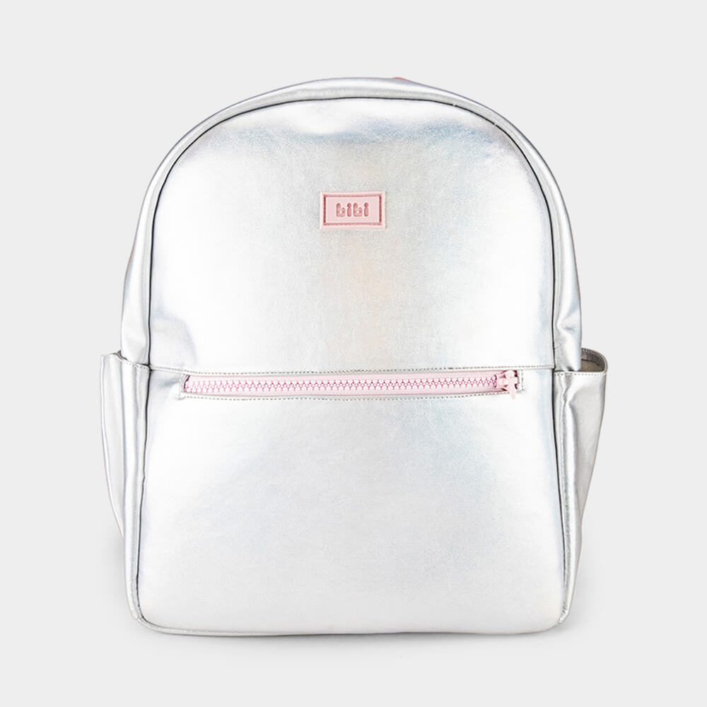 Mochila Infantil Bibi Prata com Rosa